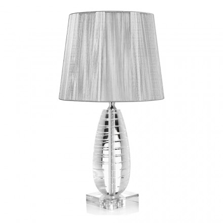 Klasická křišťálová stolní lampa a luxusní hranaté stínítko - Squilla Viadurini
