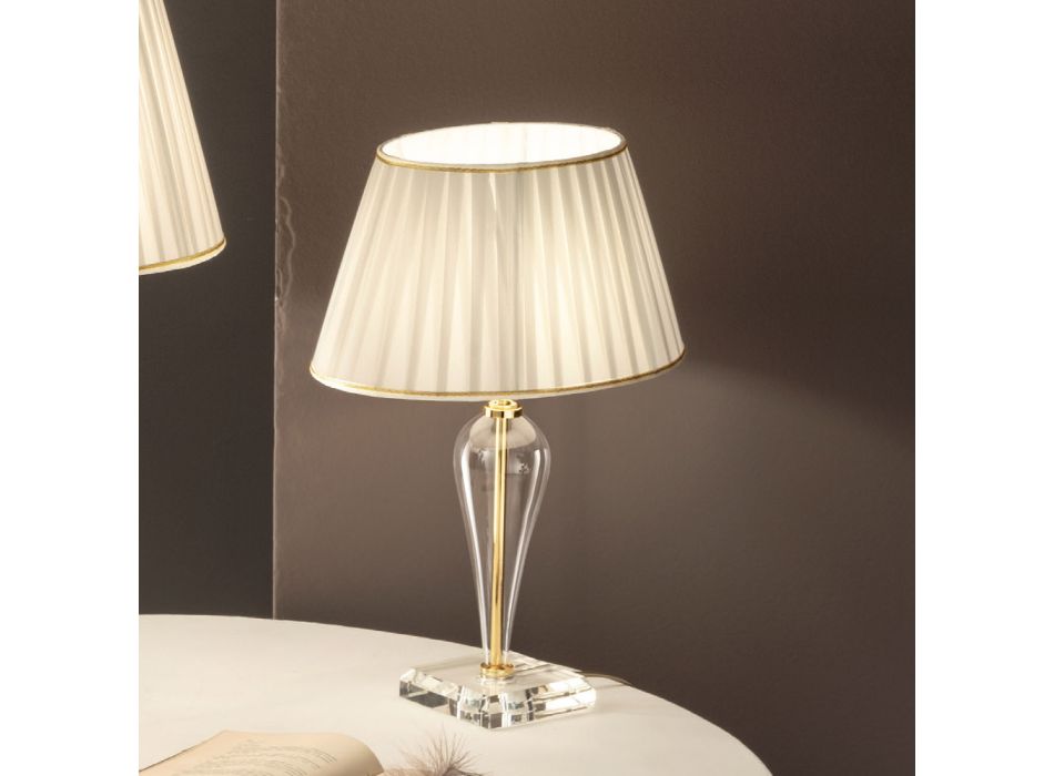 Klasická italská ručně vyráběná skleněná stolní lampa a stínidlo - Rapallo Viadurini