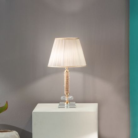 Klasická podpůrná lampa ve zlatém kovu, křišťál a stínidlo - Similo Viadurini