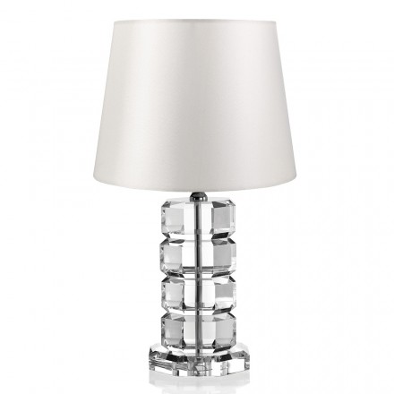 Luxusní podpůrná lampa s krystalovou základnou a látkovým stínidlem - Spinoza Viadurini