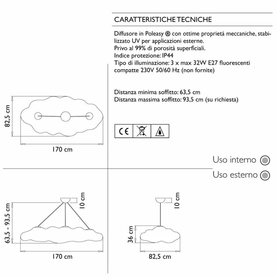 Venkovní designová závěsná lampa z polyethylenu - Nefos od společnosti Myyour Viadurini