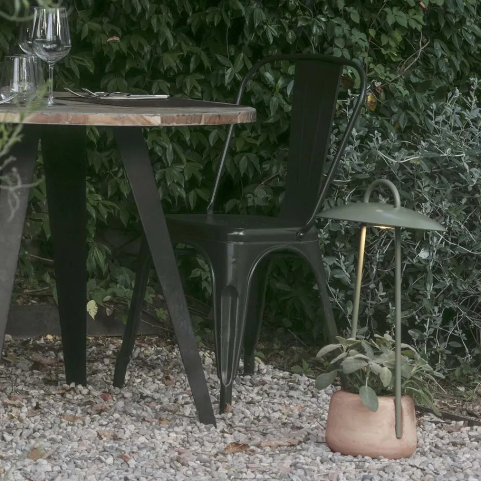 Venkovní lampa s květináčem z hlíny, hliníku a mosazi - Cappello Viadurini