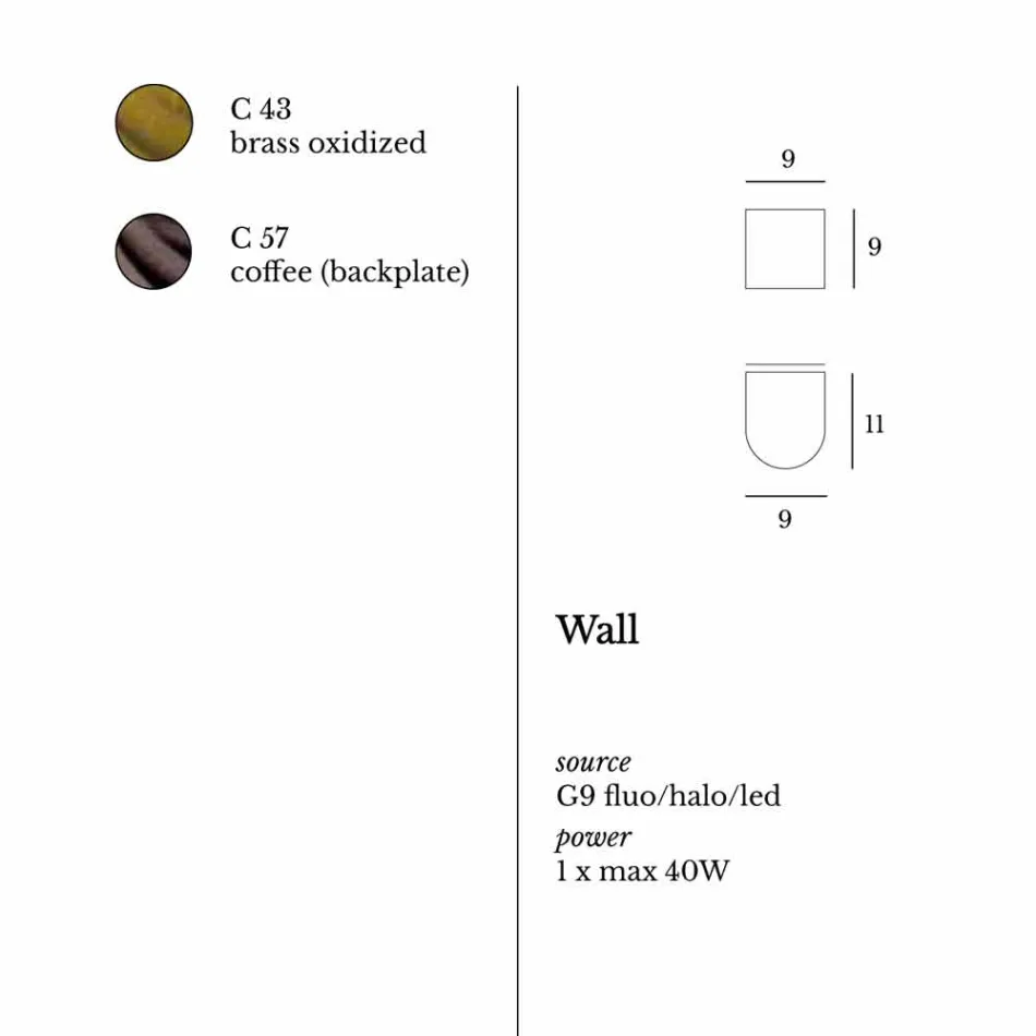 Moderní nástěnné svítidlo z mosazi a nerezové Ø11xh.11xsp.12 cm Bernadet Viadurini