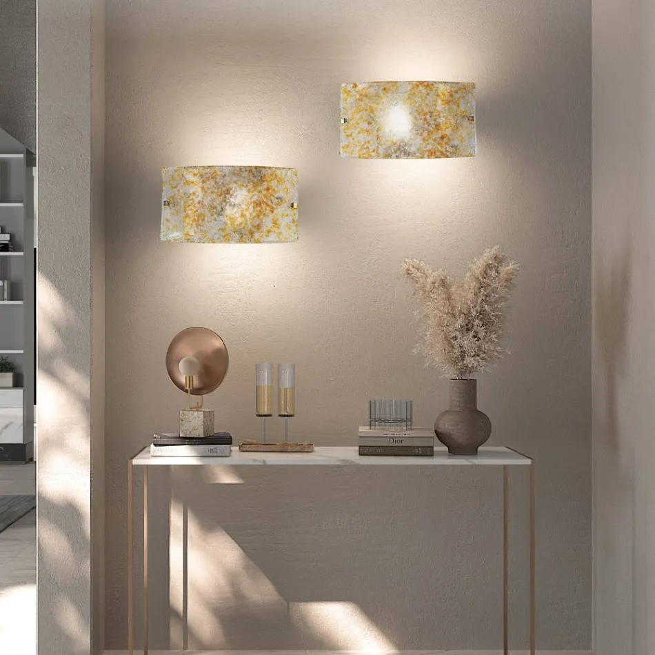 Ručně vyrobená nástěnná lampa z foukaného a zdobeného benátského skla - Mary Viadurini