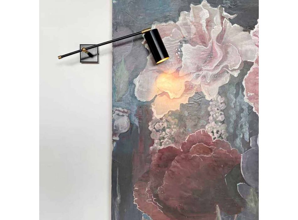 Černá nástěnná lampa Artisan s mosaznými detaily Made in Italy - Master Viadurini