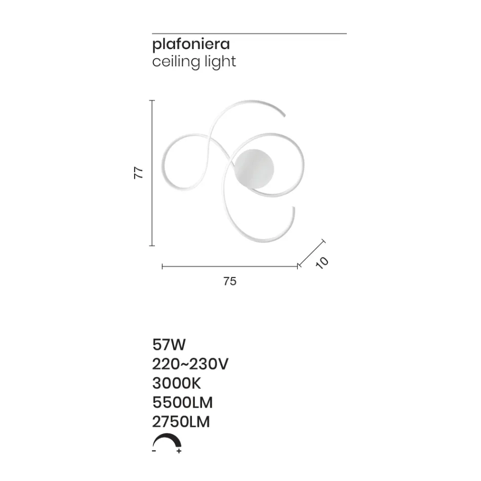 Nástěnné svítidlo s LED v lakovaném kovu v moderním designu - Trella Viadurini