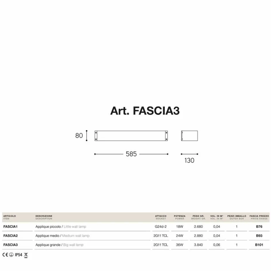 Nástěnné svítidlo módní mědi a bílé methakrylát Viadurini