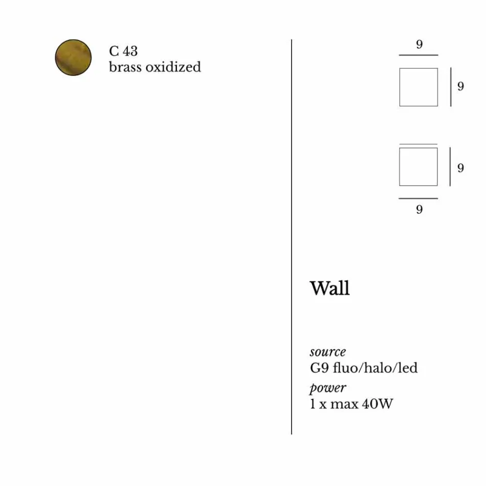 Nástěnné svítidlo v moderním designu Brass Ø9xh.9xsp.9 cm Venuše Viadurini