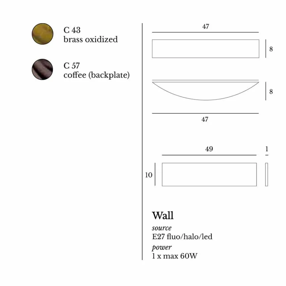 Nástěnné svítidlo z mosazi a nerezové Ø49xh.10xsp.9 cm Blandine Viadurini