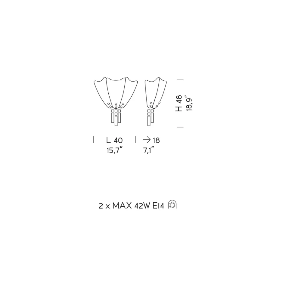 Nástěnná lampa Benátské sklo v jantarové barvě Made in Italy - Fabiana Viadurini