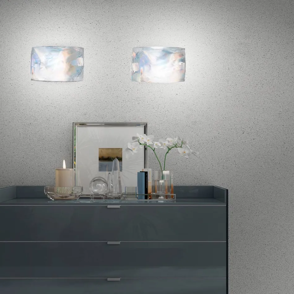 Ručně foukaná nástěnná skleněná lampa Mother of Pearl v Benátkách - Chrystal Viadurini