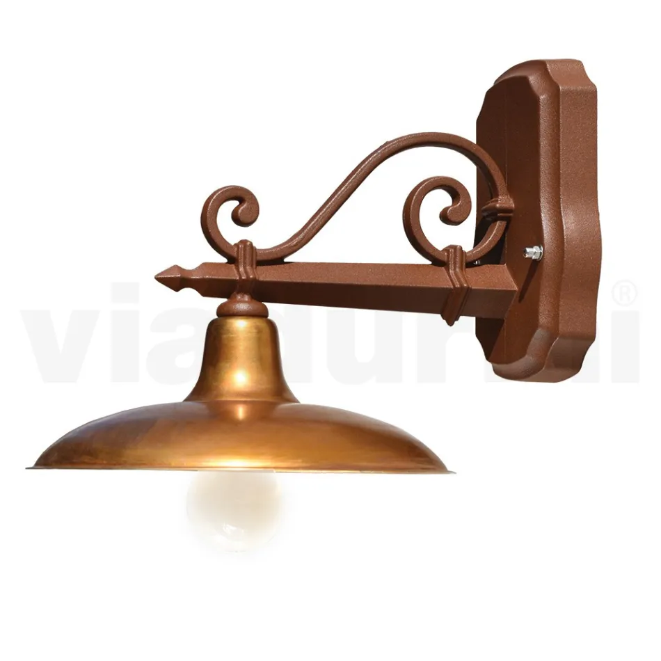 Venkovní nástěnné svítidlo z hliníku a mosazi Made in Italy - Adela Viadurini