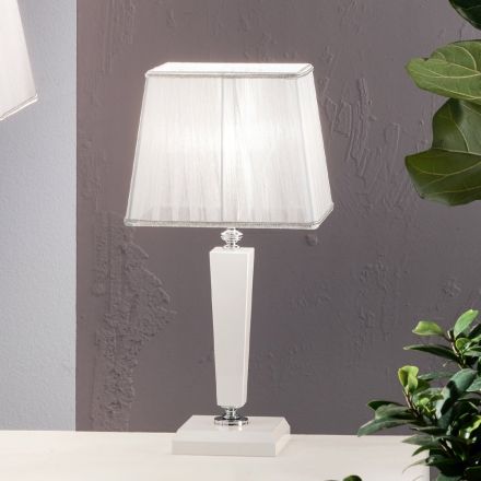 Klasická italská ručně vyráběná skleněná stolní lampa a stínidlo - Malajsie Viadurini
