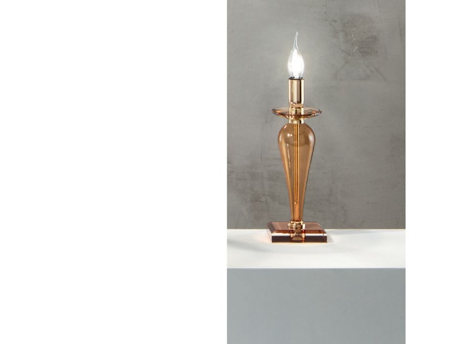 Klasická stolní lampa z ručně vyráběného italského skla a zlatého kovu - Oliver Viadurini