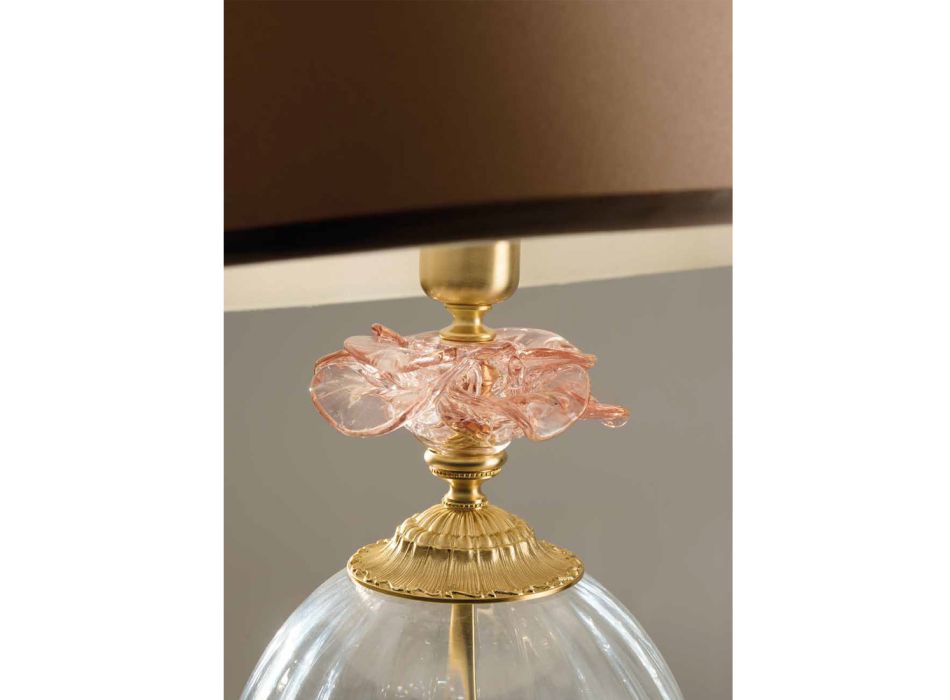 Klasická skleněná stolní lampa Artisan a luxusní stínidlo - Flandry Viadurini