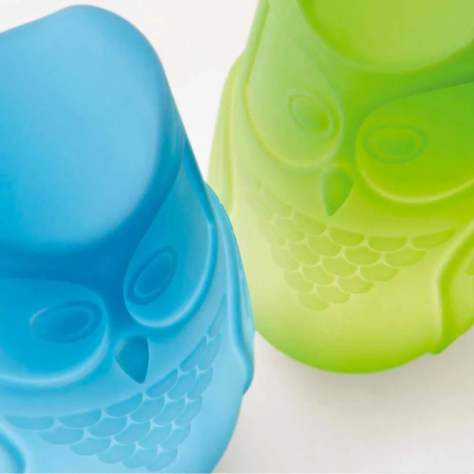 Slide Bubo barevné stolní lampy sovové konstrukce vyrobené v Itálii Viadurini