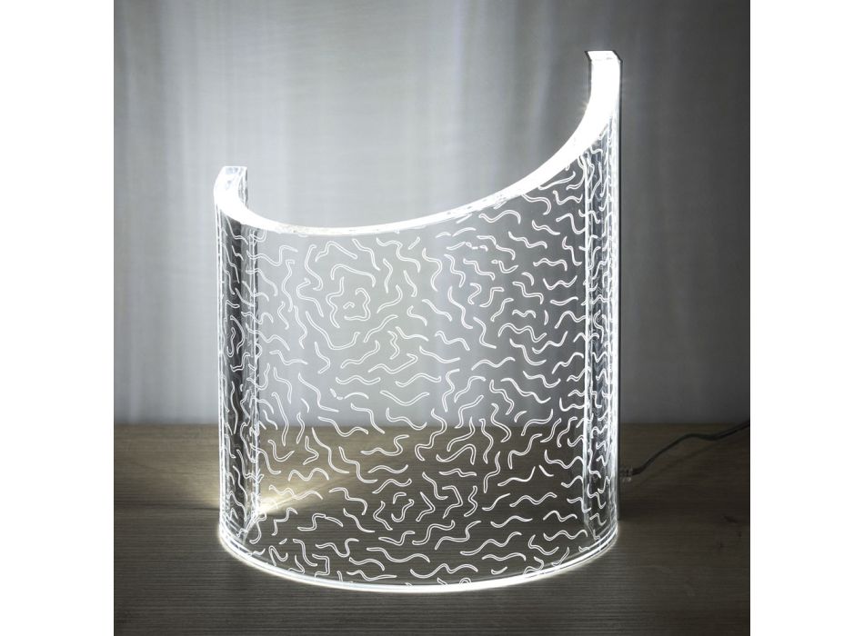 Akrylátová křišťálová stolní lampa zakřivený design Laserový dekor - Ithan Viadurini