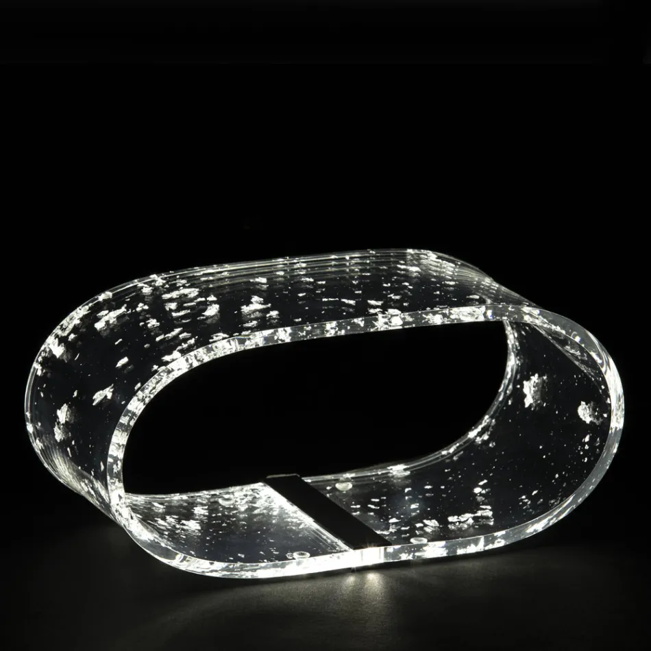 Stolní lampa z akrylového křišťálu a zlatý, stříbrný nebo měděný list - Gnassi Viadurini