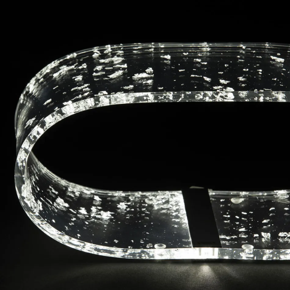 Stolní lampa z akrylového křišťálu a zlatý, stříbrný nebo měděný list - Gnassi Viadurini