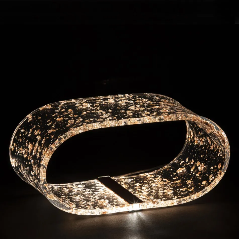 Stolní lampa z akrylového křišťálu a zlatý, stříbrný nebo měděný list - Gnassi Viadurini