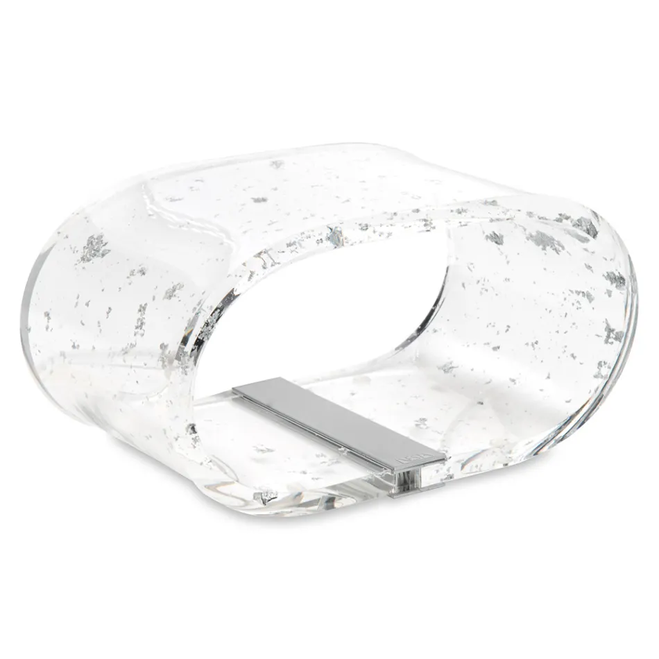 Stolní lampa z akrylového křišťálu a zlatý, stříbrný nebo měděný list - Gnassi Viadurini