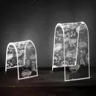 Transparentní stolní lampa z akrylového křišťálu s rytým zdobením - Bertella Viadurini