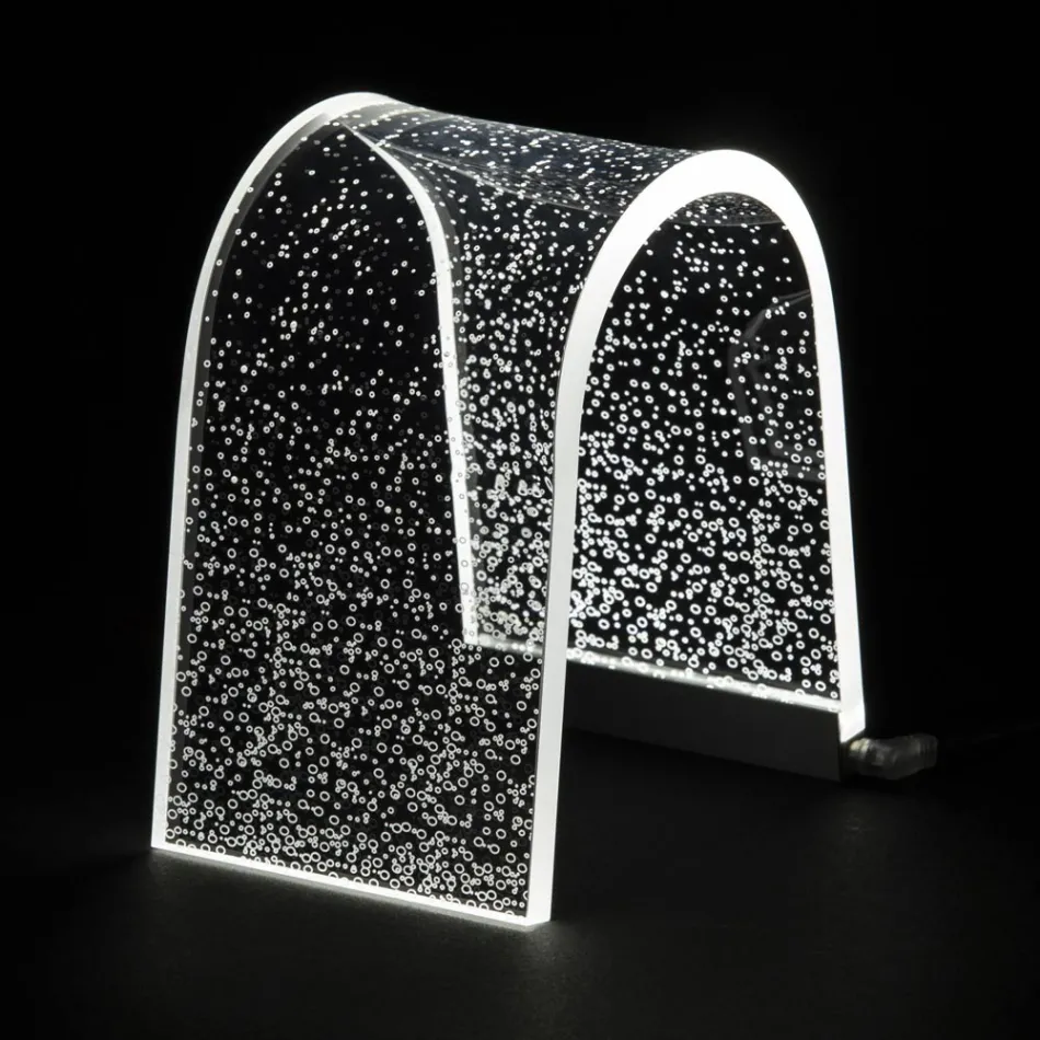 Transparentní stolní lampa z akrylového křišťálu s rytým zdobením - Bertella Viadurini