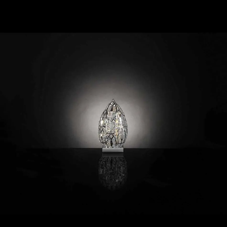 Stolní lampa design v krystalu a oceli ve tvaru vejce vaječný Viadurini