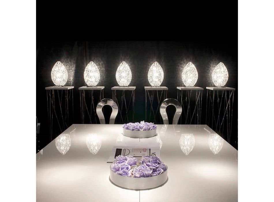 Stolní lampa design v krystalu a oceli ve tvaru vejce vaječný Viadurini