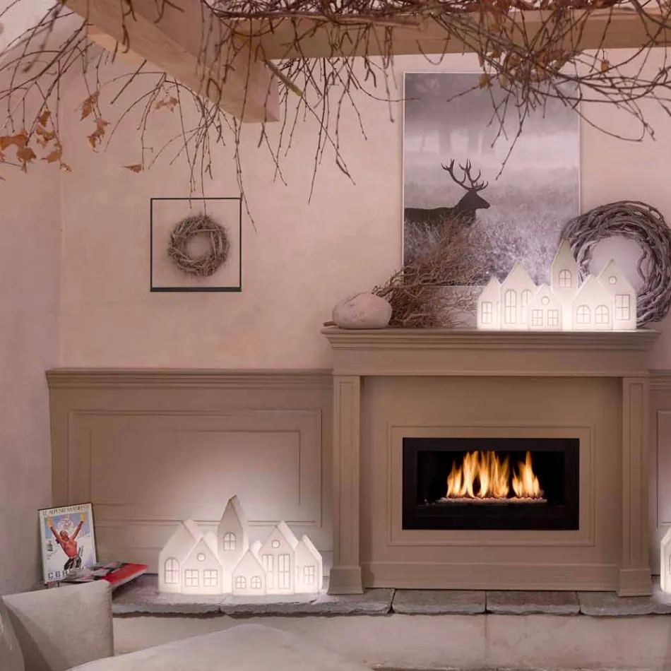 Designová stolní lampa s bílými nebo červenými LED domky Design Slide - Kuusi Viadurini