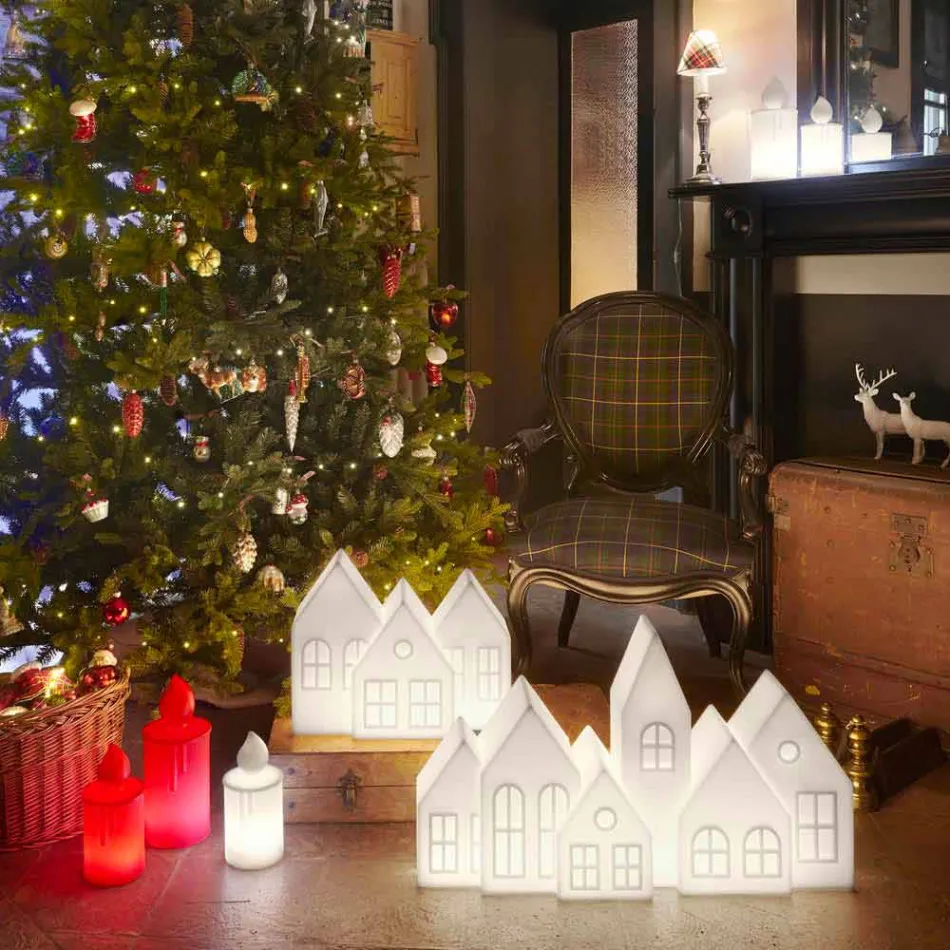 Designová stolní lampa s bílými nebo červenými LED domky Design Slide - Kuusi Viadurini