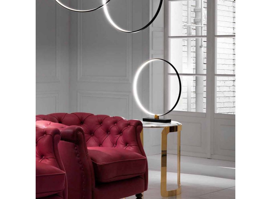 Designová stolní lampa z černého hliníku a mosazi vyrobená v Itálii - Norma Viadurini