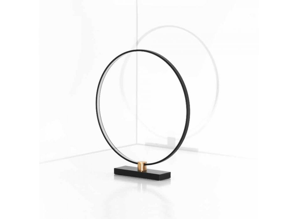 Designová stolní lampa z černého hliníku a mosazi vyrobená v Itálii - Norma Viadurini