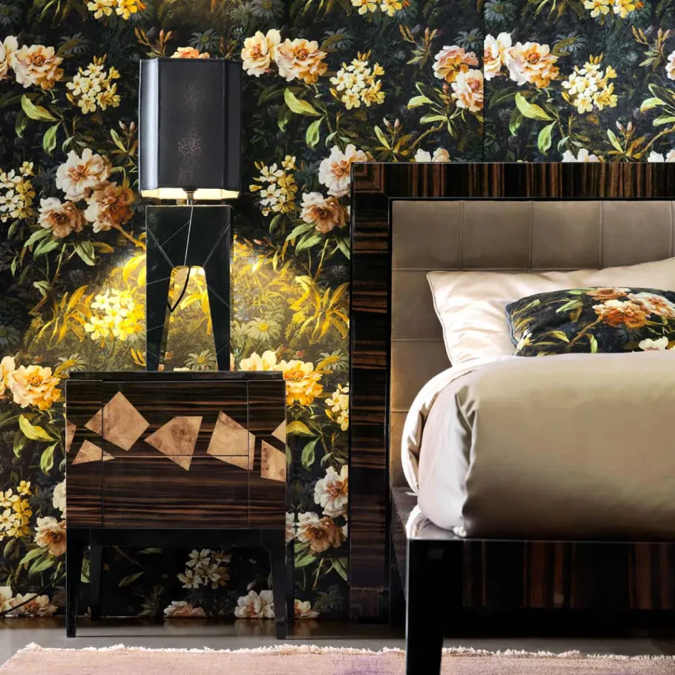 Stolní lampa z masivního dřevěného designu Grilli Zarafa vyráběla z Itálie Viadurini