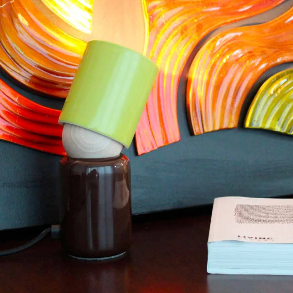 Moderní designová keramická stolní lampa vyrobená v Itálii v Asii Viadurini