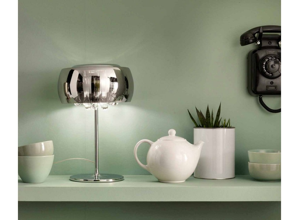 Moderní designová stolní lampa ze skla a chromovaného kovu - kambrie Viadurini