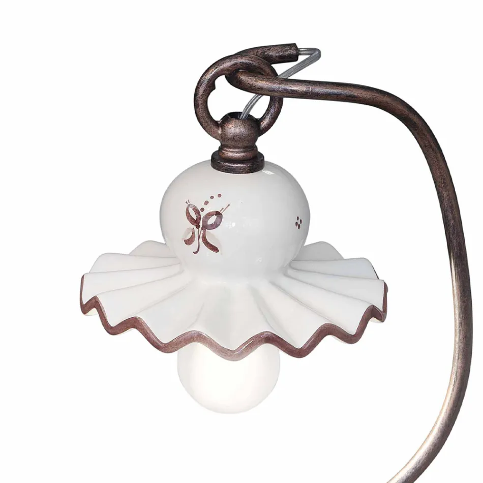 Venkovská ručně zdobená umělecká keramická stolní lampa - Řím Viadurini