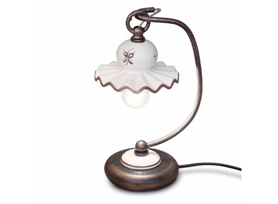 Venkovská ručně zdobená umělecká keramická stolní lampa - Řím Viadurini