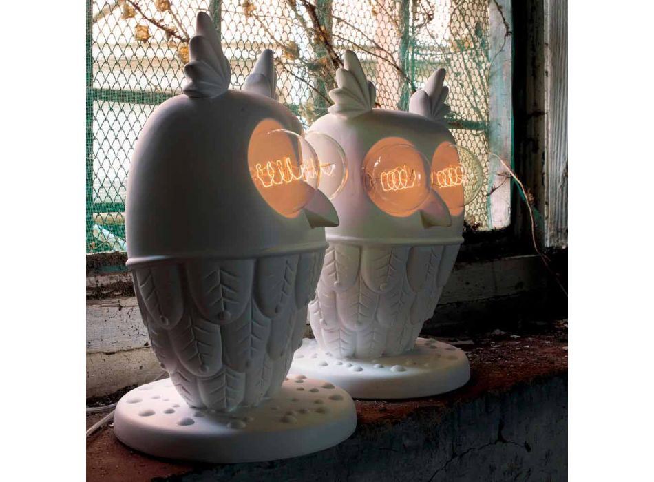 Stolní lampa v matně bílé keramice 2 světla Moderní designová sova - sova Viadurini