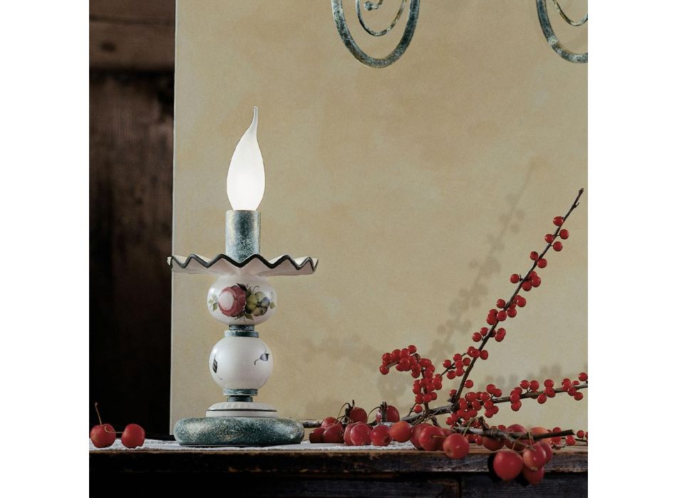 Stolní lampa z ručně zdobené keramiky a starožitné mosazi - Sanremo Viadurini