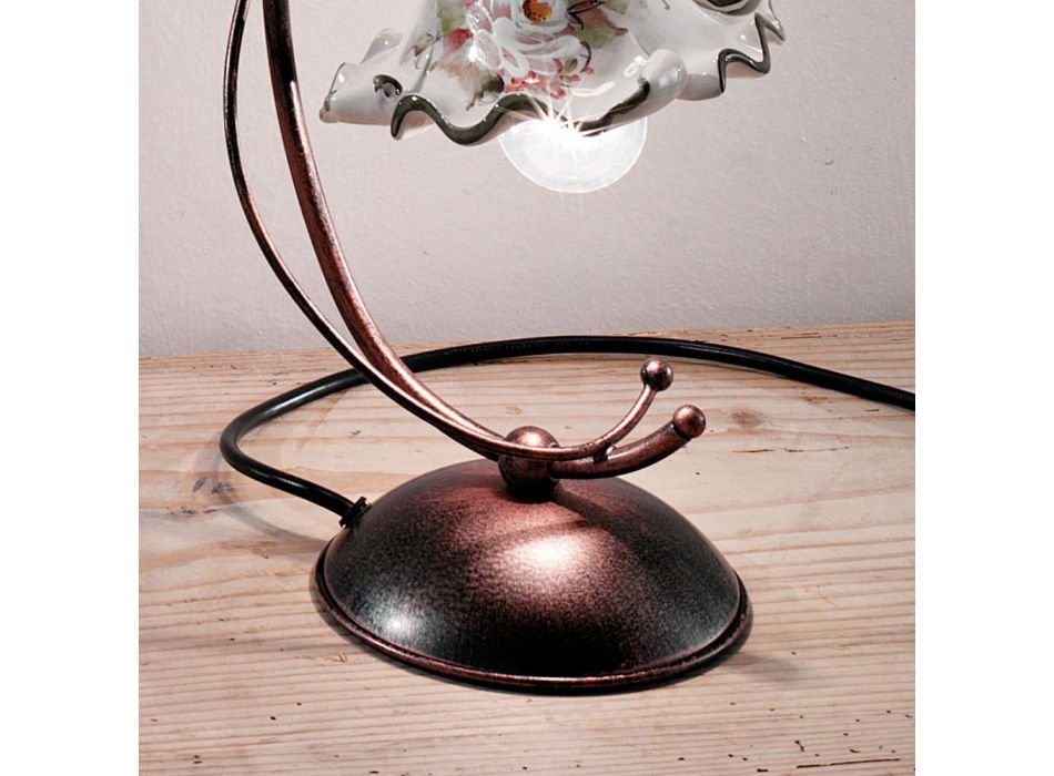 Ručně malovaná a nažehlená keramická stolní lampa - Milán Viadurini