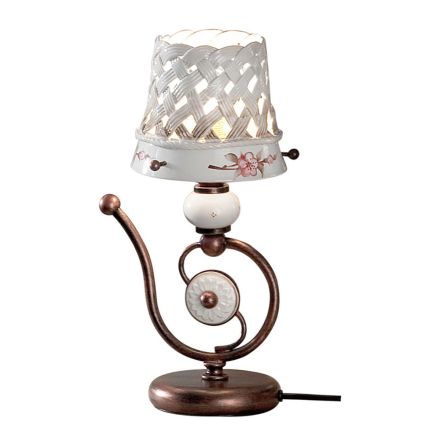 Ručně vyráběná keramická stolní lampa s fretwork a dekoracemi - Verona Viadurini