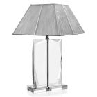 Křišťálová stolní lampa a luxusní stříbrné hranaté stínítko - Clezia Viadurini
