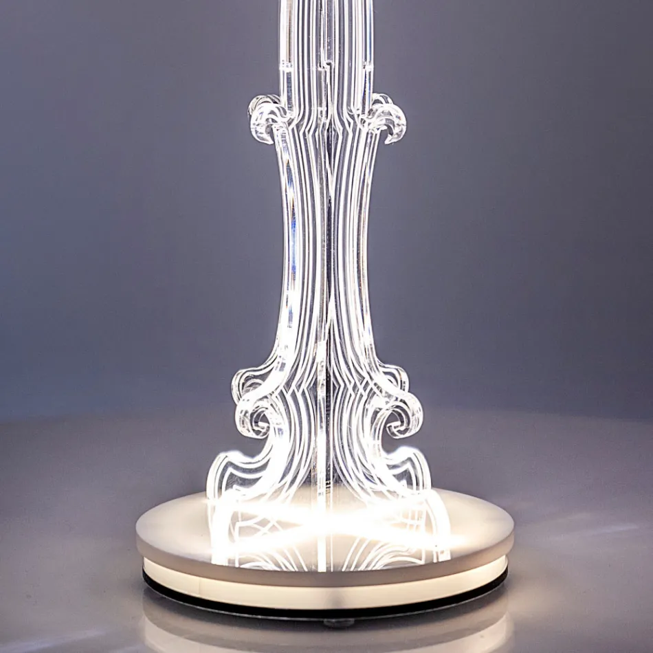 Stolní lampa Aurel z plexiskla ve dvou velikostech vyrobená v Itálii Viadurini