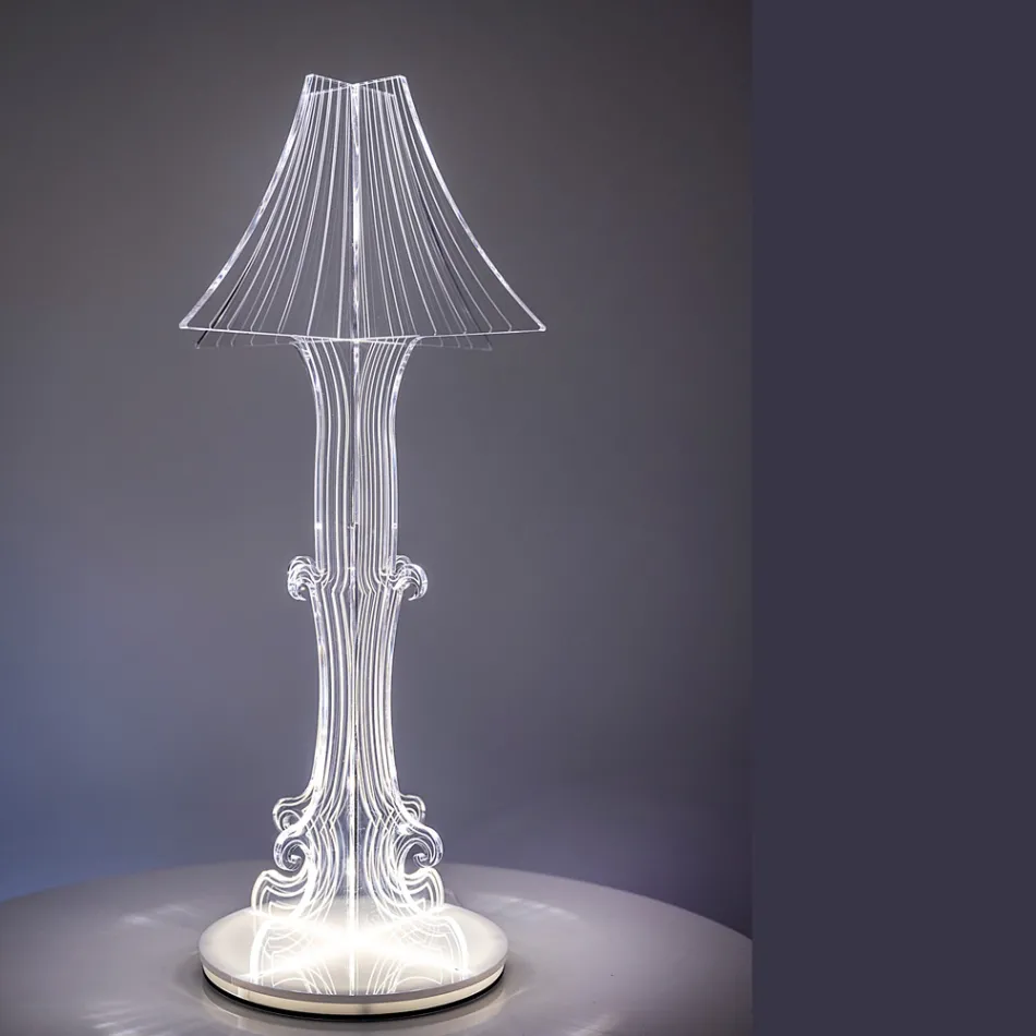 Stolní lampa Aurel z plexiskla ve dvou velikostech vyrobená v Itálii Viadurini