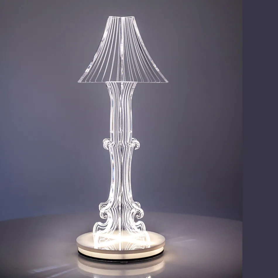 Stolní lampa Aurel z plexiskla ve dvou velikostech vyrobená v Itálii Viadurini