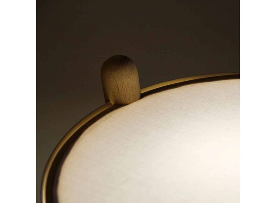 Stolní lampa z buku s detaily z kovu a veganské kůže - Avetta Viadurini