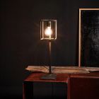Černá železná stolní lampa s bavlněným kabelem Made in Italy - Unikátní Viadurini