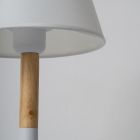 Stolní lampa z bílého kovu a dřeva s plátěným stínidlem - Sannah Viadurini