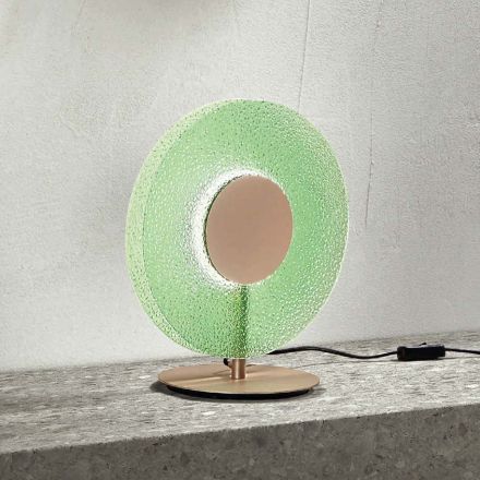 Stolní lampa z lakovaného kovu a zeleného skla - Albizia Viadurini